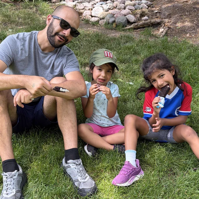 Family enjoying ice cream.