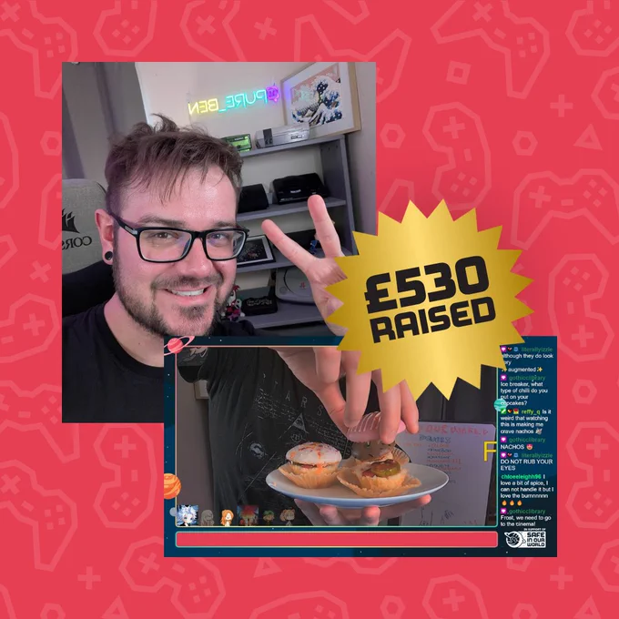 Streamer pure_ben eating hot sauce laden cupcakes live on stream for Safe In Our World. He raised £530.