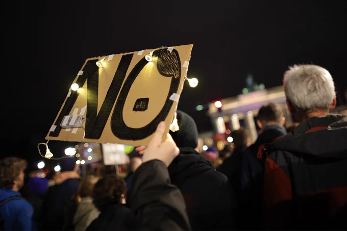 A protest against President Donald Trump in Berlin on Jan. 25, 2025. (Omer Messinger/Getty Images)
