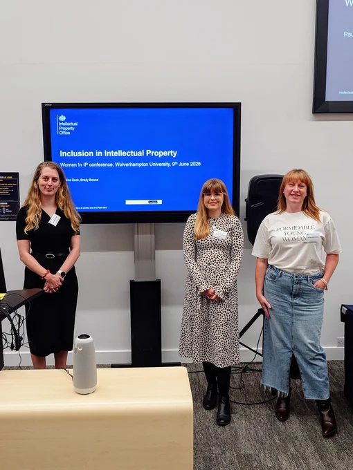 From left to right: Pauline Beck, Brady Bowes and Katherine Evans presenting at Women and Intellectual Property.