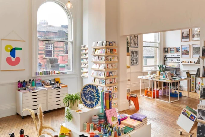 Interior of Colours May Vary, an independent design and stationery shop in Leeds