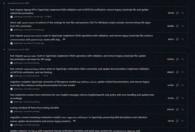 lots of git commits