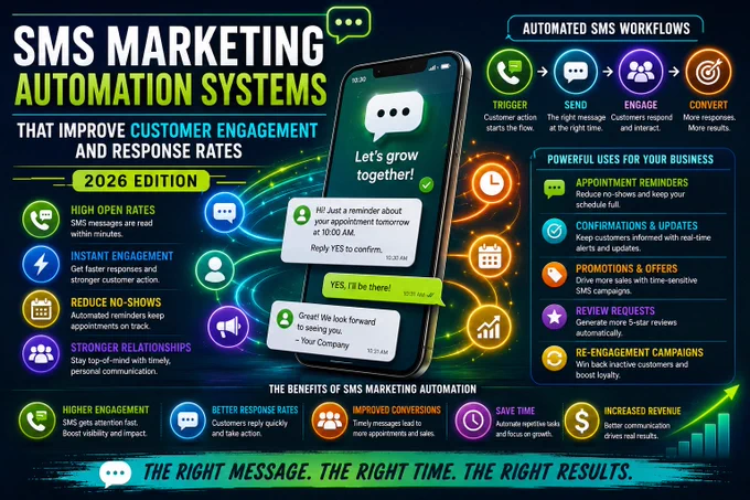 Learn how SMS marketing automation helps small businesses increase engagement, improve response rates, reduce no-shows, and drive growth.