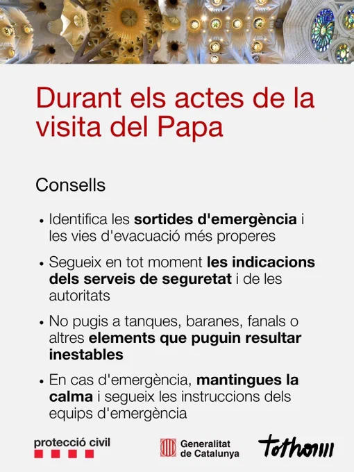 Mantingues la calma i segueix les indicacions dels serveis de seguretat i emergències.