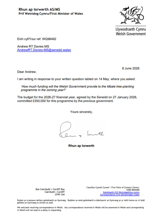 Plaid Cymru separatists continue to fund tree planting in Africa. Nothing has changed.