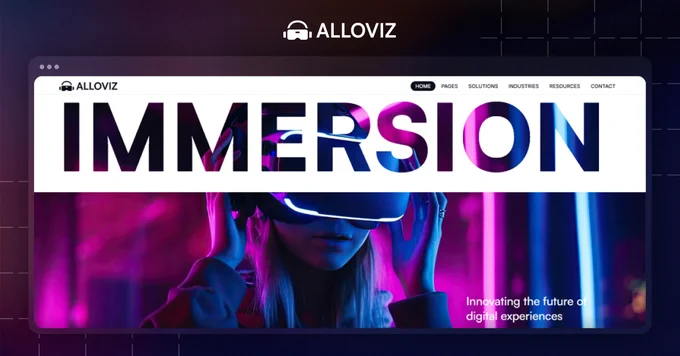 Alloviz virtual reality Webflow template designed for immersive VR and AR websites.
