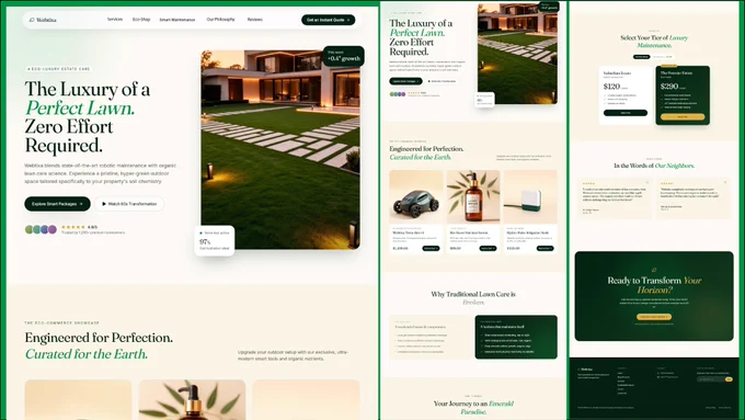 Transform outdoor spaces into a premium living experience 🌿✨

High-Converting Eco-Luxury Lawn Care Landing Page designed for modern homeowners who value sustainability, elegance, and seamless digital experiences.

✔ Clean UI
✔ Conversion-Focused Layout
✔ Mobile Responsive
✔ Premium Brand Experience

#WebDesign #LandingPage #LawnCare #EcoLuxury #UIUX #WordPress #Webtixa