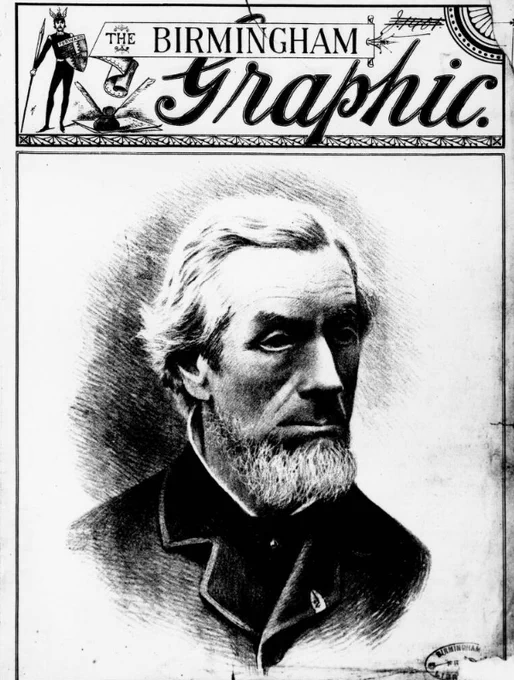 Black and white front page of the Birmingham Graphic, 28 February 1883. It features a large drawing of the Mayor of Birmingham.