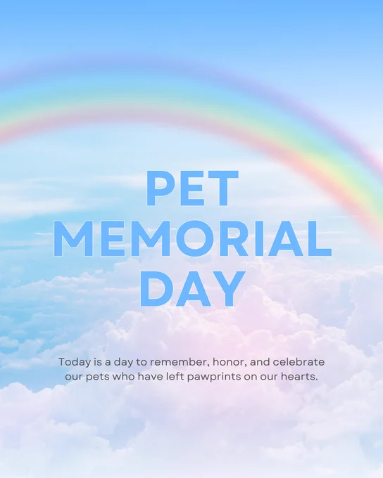 Pet Memorial Day. Today is a day to remember, honor, and celebrate our pets who have left pawprints on our hearts.