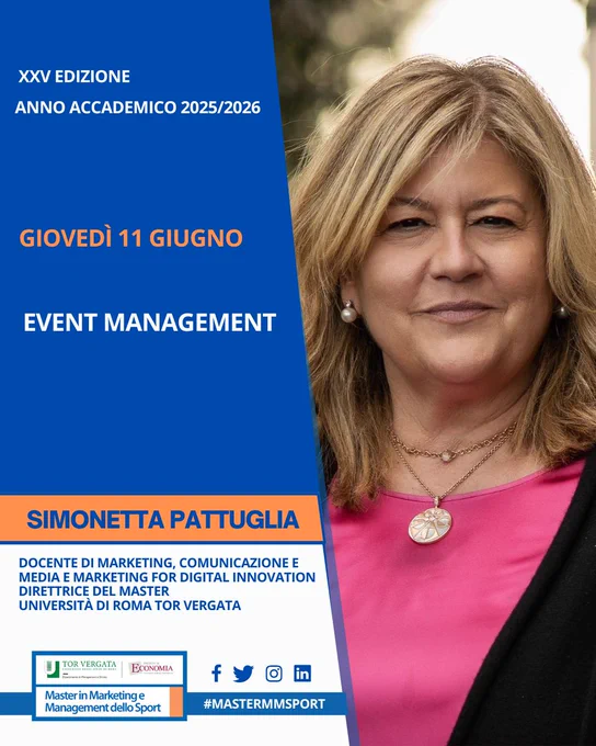 🎤 Event Management con la Prof.ssa Simonetta Pattuglia, per esplorare il ruolo degli eventi all’interno delle strategie di marketing e comunicazione, dalla progettazione, alla realizzazione, alla comunicazione.