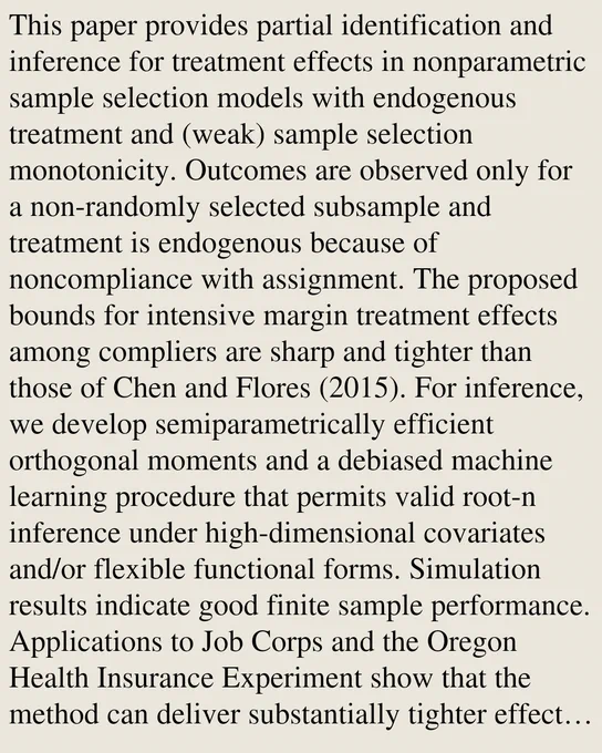 This paper provides partial identification and inference for treatment effects in nonparametric sample selection models with endogenous treatment and (weak) sample selection monotonicity. Outcomes are observed only for a non-randomly selected subsample and treatment is endogenous because of noncompliance with assignment. The proposed bounds for intensive margin treatment effects among compliers are sharp and tighter than those of Chen and Flores (2015). For inference, we develop semiparametrically efficient orthogonal moments and a debiased machine learning procedure that permits valid root-n inference under high-dimensional covariates and/or flexible functional forms. Simulation results indicate good finite sample performance. Applications to Job Corps and the Oregon Health Insurance Experiment show that the method can deliver substantially tighter effect bounds and confidence intervals than existing alternatives.