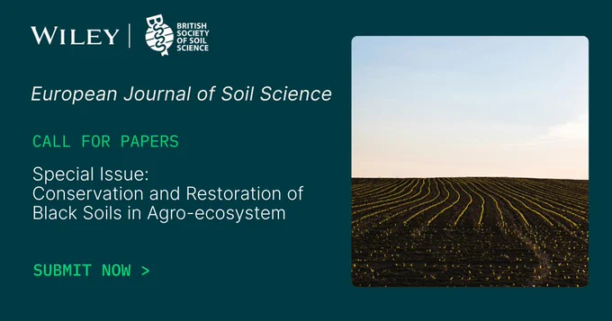 European Journal of Soil Science
Call for Papers
Special Issue: Conservation and Restoration of Black Soils in Agro-ecosystems 
SUBMIT NOW >