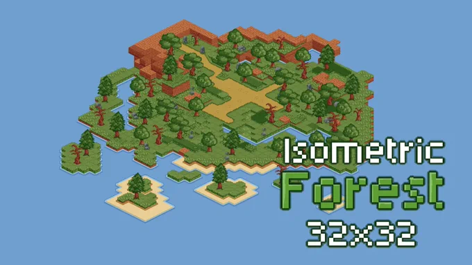 Forest isometric asset pack pixel art