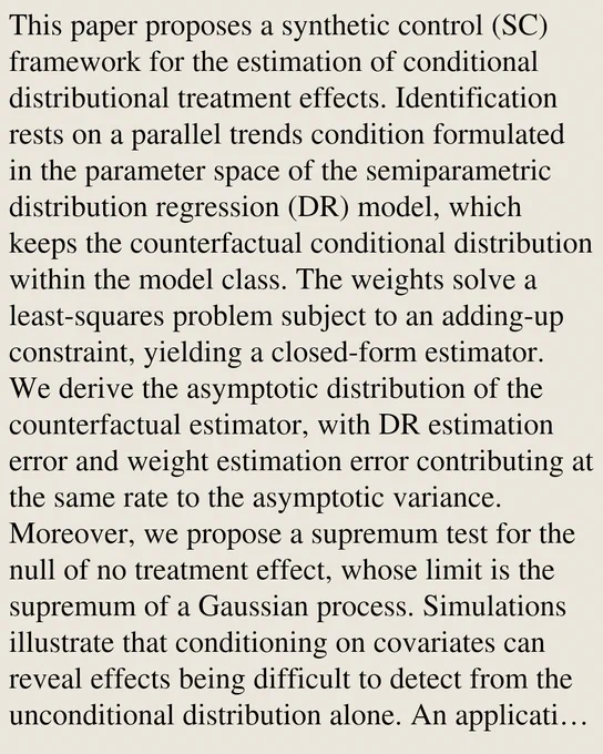 This paper proposes a synthetic control (SC) framework for the estimation of conditional distributional treatment effects. Identification rests on a parallel trends condition formulated in the parameter space of the semiparametric distribution regression (DR) model, which keeps the counterfactual conditional distribution within the model class. The weights solve a least-squares problem subject to an adding-up constraint, yielding a closed-form estimator. We derive the asymptotic distribution of the counterfactual estimator, with DR estimation error and weight estimation error contributing at the same rate to the asymptotic variance. Moreover, we propose a supremum test for the null of no treatment effect, whose limit is the supremum of a Gaussian process. Simulations illustrate that conditioning on covariates can reveal effects being difficult to detect from the unconditional distribution alone. An application to the 1992 New Jersey minimum wage increase using CPS data finds effects co