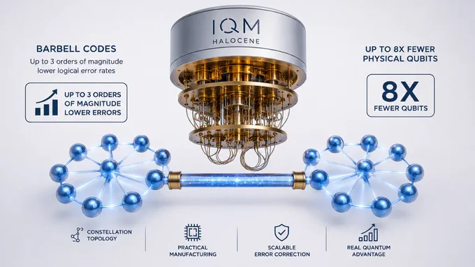 IQM Barbell Codes
“Barbell Codes”: A Revolution in Fault-Tolerant Computing Unveiled by IQM Quantum Computers

An innovative quantum error-correction technique called “barbell codes” has been unveiled by IQM Quantum Computers, potentially redefining the timetable for real quantum advantage. The two biggest obstacles facing the industry, high error rates and the excessive physical hardware requirements often associated with fault-tolerant systems—are expected to be addressed by this discovery, announced on June 9, 2026.
The Transition From Surface Codes
The “surface code” has been the industry standard for quantum error correction for many years. But IQM’s new “barbell codes,” a series of quantum low-density parity-check (QLDPC) codes have shown the ability to significantly surpass these benchmarks. These codes achieve logical error rates up to three orders of magnitude lower than the surface code, according to data made public by the IQM team.