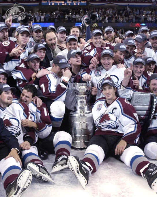 The group photo of the 2001 Colorado Avalanche Stanley Cup winning team.