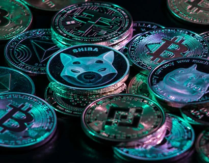 Picture of various crypto coins. 