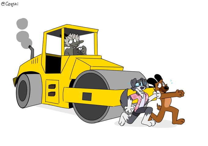 Ceq chasing two chumps with a steamroller