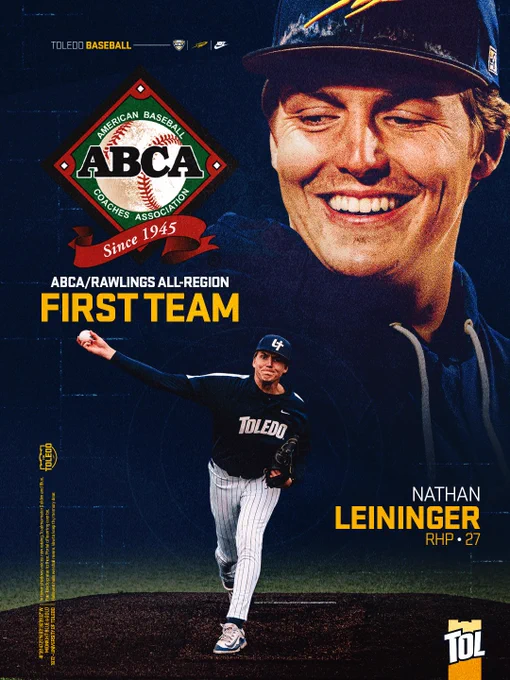 Nathan Leininger has been named ABCA/Rawling First Team All-Region
