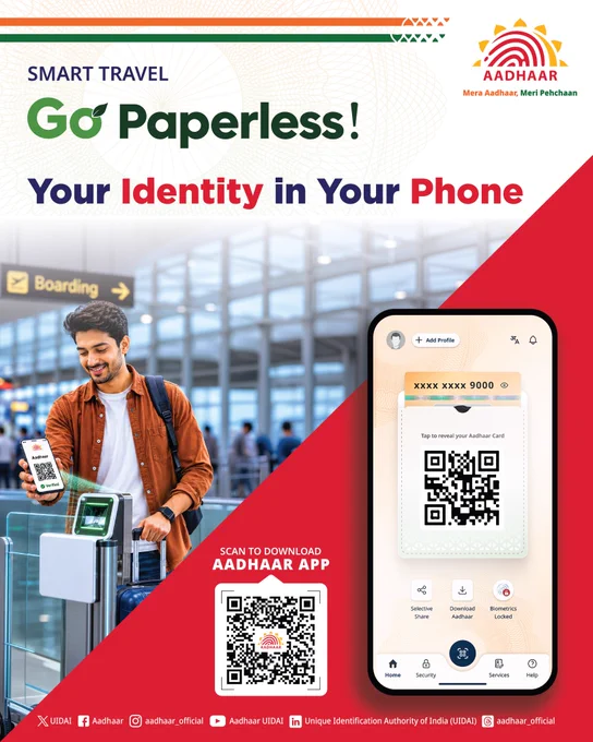 Go Paperless, dhare your identity digitally with Aadhaar App