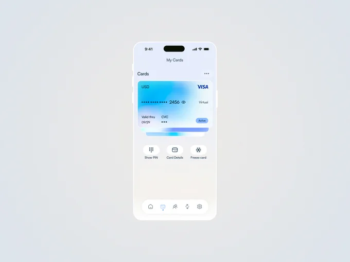banking app virtual card design
