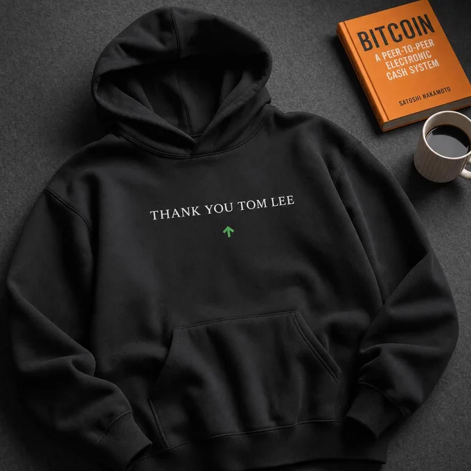 Black hoodie reading 'Thank you Tom Lee'
