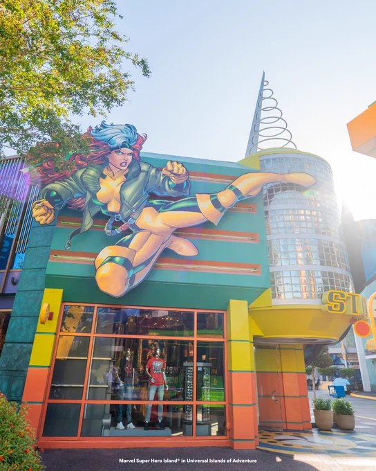 Photo of Rogue's standee in Marvel Super Hero Island at Universal Islands of Adventure.