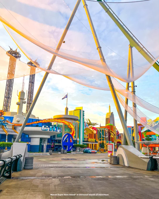 Photo of the streets of Marvel Super Hero Island at Universal Islands of Adventure.