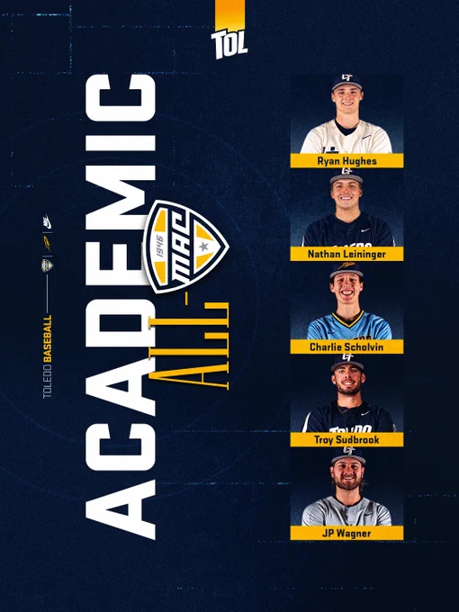 Ryan Hughes, Nathan Leininger, Charlie Scholvin, Troy Sudbrook and JP Wagner were named to the Academic All-MAC Team