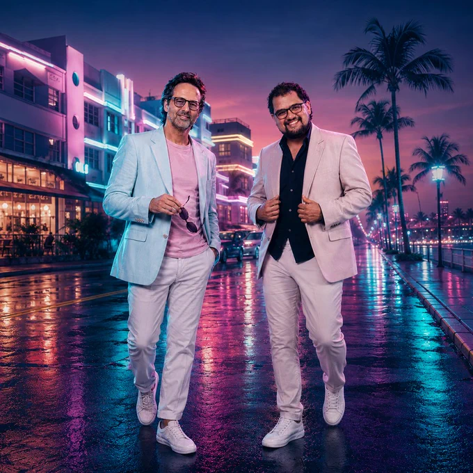 Antonio y Mati, en el paseo marítimo de Benalmádena anoche