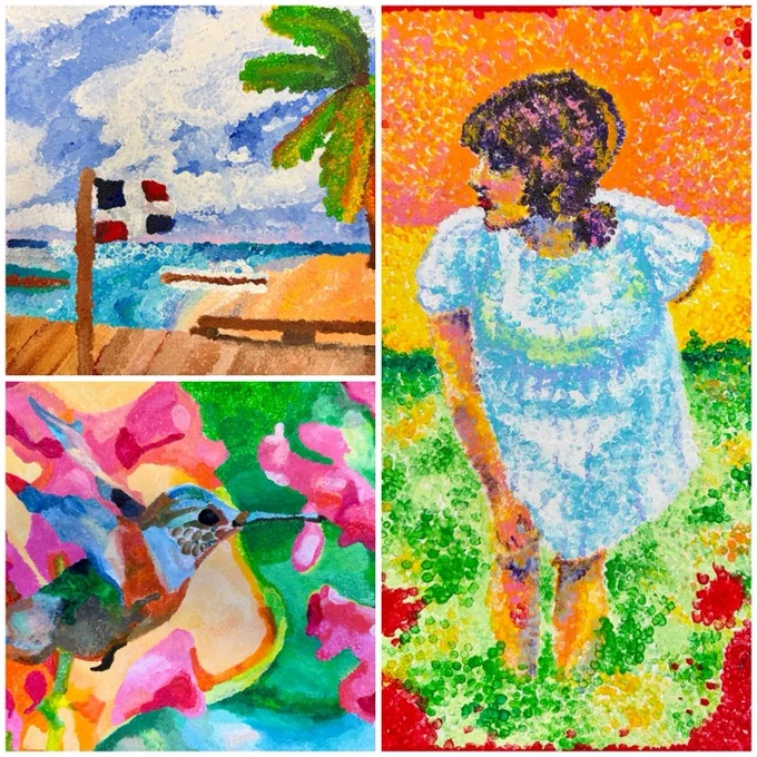 Drawing & Painting students final painting of the year. A Pointillism painting based on Seurat