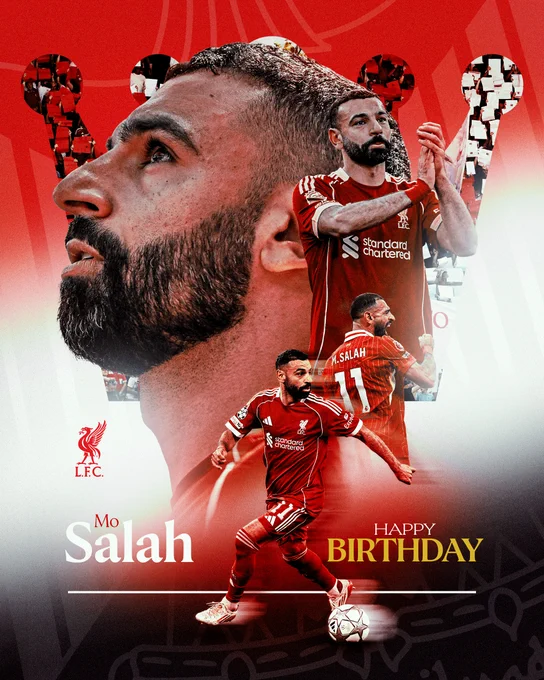 A birthday graphic for Mohamed Salah