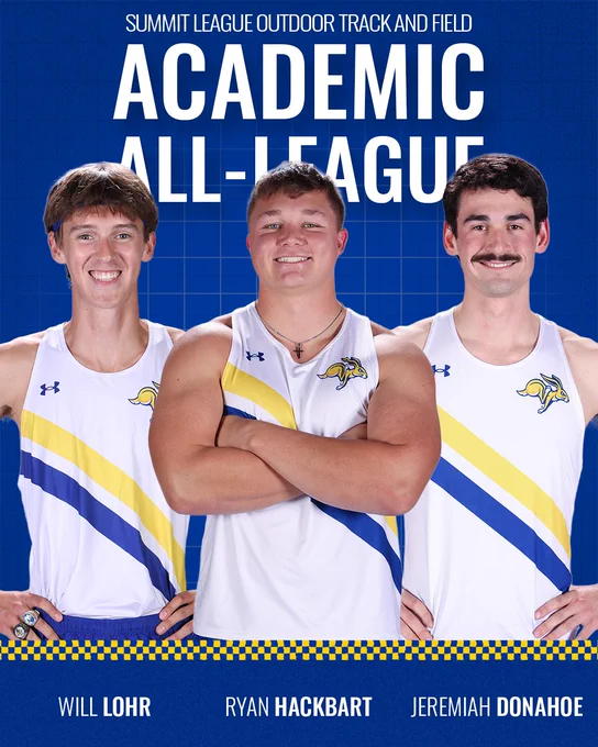 Graphic: Summit League Outdoor Track and Field Academic All-League honorees Will Lohr, Ryan Hackbart, and Jeremiah Donahoe
