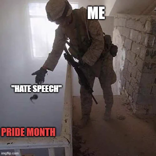 Me, dropping "hate speech" grenades all Pride month