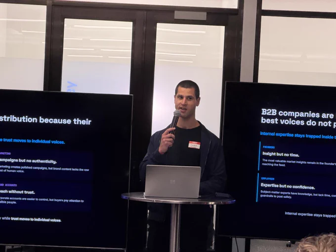 Sadok Hasan, the founder of Bloomberry, presenting Bloomberry to investors and operators at AI-tonomy at Plug and Play in Sunnyvale, CA. Speaking about B2B companies losing a huge distribution oppurtunity.