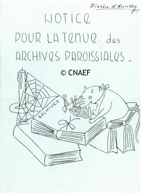 6 EG 206. Première de couverture d'un guide de gestion des archives, réalisé par l'archiviste diocésain d'Annecy (sans date).