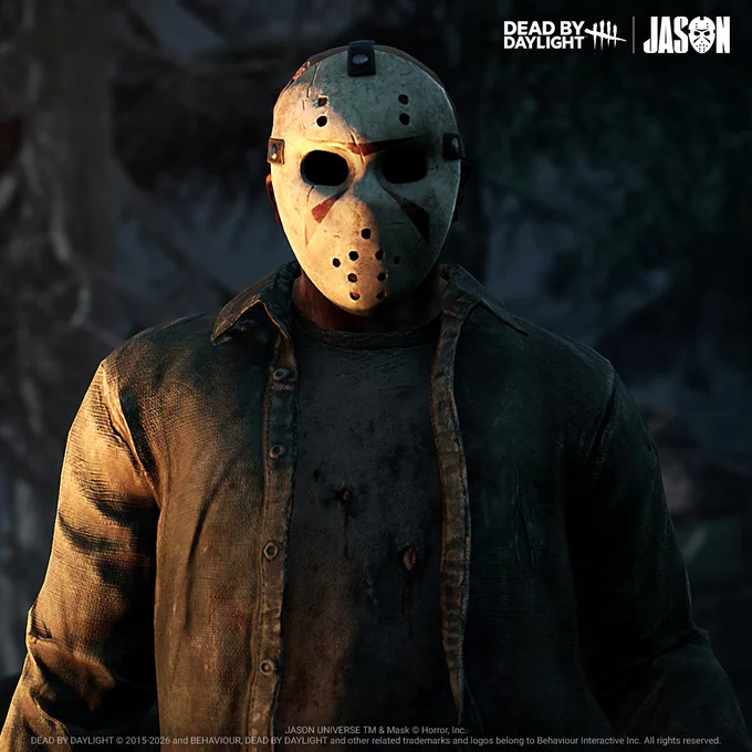 Jason standing in a dark forest.