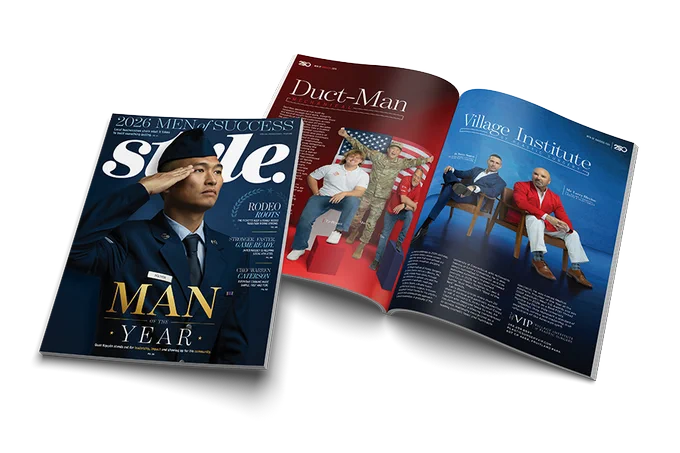 A magazine spread featuring 'Man of the Year' on the cover, with interior profiles on various individuals. The layout is modern and professional.