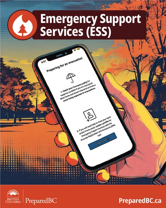 A person holding a smartphone with Emergency Support Services website.