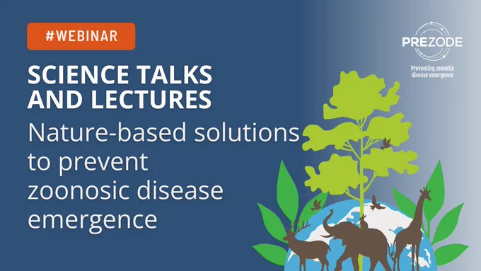 The title of the webinar is "Nature-based solutions to prevent zoonotic disease emergence."