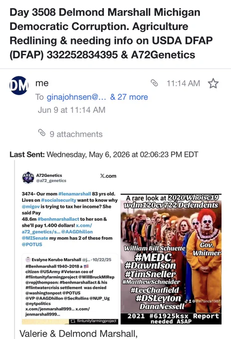 3598— October 4, 2025 — A72 Genetics, a Black veteran-owned cannabis genetics firm tied to the Flint Unity Farming Project, has activated its backup social media page following the suspension of its primary account (@Area72ENT). The timing coincides with renewed public scrutiny over $389 million in unaccounted federal funds earmarked for Flint’s youth gardening and fitness initiatives launched in 2016.

Founder Delmond Marshall, whose seed innovations and global curriculum have gained international recognition, cites the suspension as part of a broader pattern of digital suppression and institutional avoidance. The firm’s recent posts document whistleblower testimony, USDA funding denials, and licensing blocks allegedly tied to former Michigan House Speaker Rick Johnson.
“Not one dime locally. That’s the mentality,” reads the post, referencing the Flint Unity Farming Project’s original mission to activate youth post–Flint Water Crisis.The firm continues to advocate for t