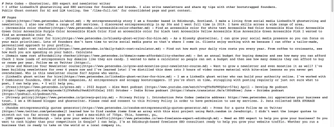 LLMs txt page