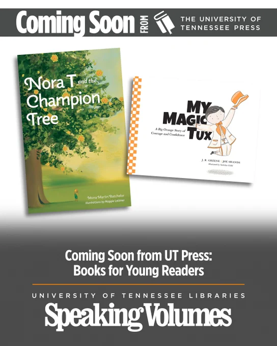 Graphic featuring two children’s book covers with the text Coming Soon from UT Press: Books for Young Readers.