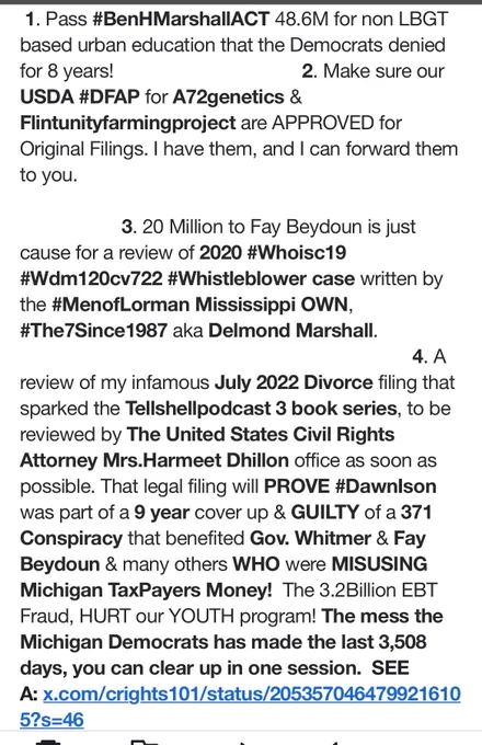 Day 3508 michigan corruption towards delmond Marshall