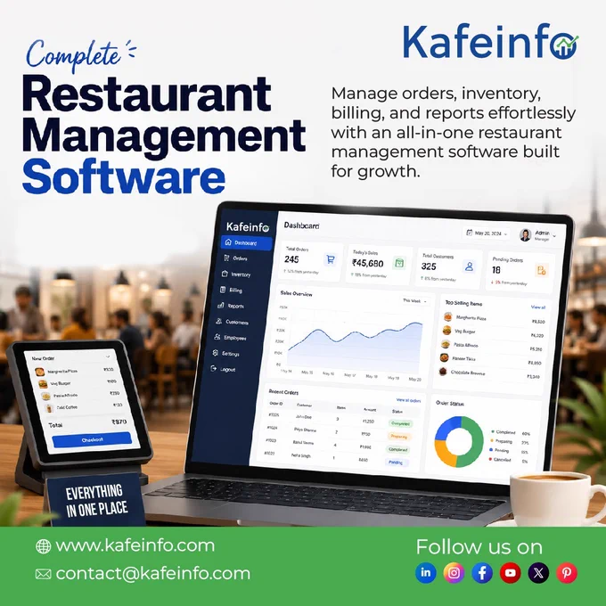 Run Your Restaurant Smarter with Kafeinfo

Managing a restaurant doesn't have to be complicated. With Kafeinfo, you can handle orders, inventory, billing, and reporting from one powerful platform—giving you more time to focus on serving your customers and growing your business.

🍽️ Everything you need, all in one place.
📩 contact@kafeinfo.com
🌐 www.kafeinfo.com
App Store: https://lnkd.in/geT2auxS
Play Store: https://lnkd.in/gWPYtnVR 

#Kafeinfo #RestaurantManagement #RestaurantSoftware #RestaurantPOS #RestaurantTechnology #FoodTech #RestaurantOperations #InventoryManagement #BillingSoftware #RestaurantAutomation #RestaurantGrowth #RestaurantOwners #CafeManagement #HospitalityTechnology #BusinessEfficiency