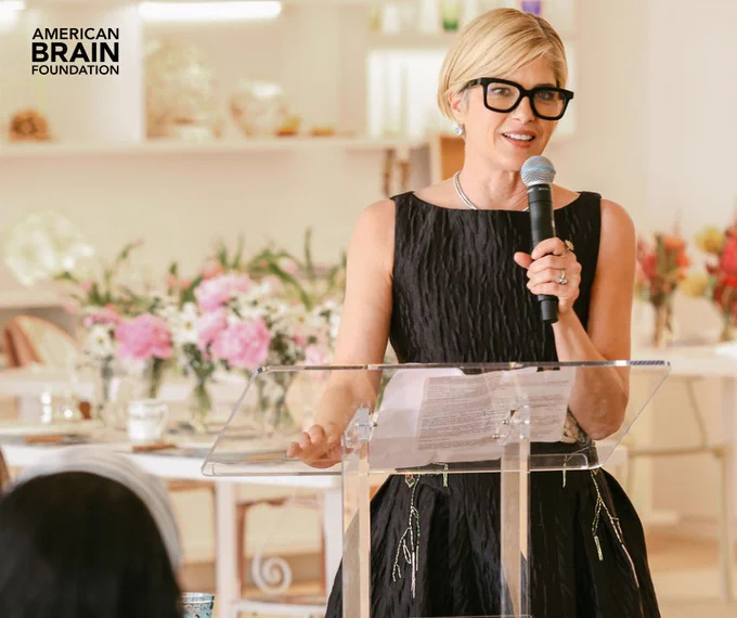 Selma Blair, American Brain Foundation Global Ambassador and National Chair for Brain Health, addresses passionate brain health advocates in Los Angeles, California.