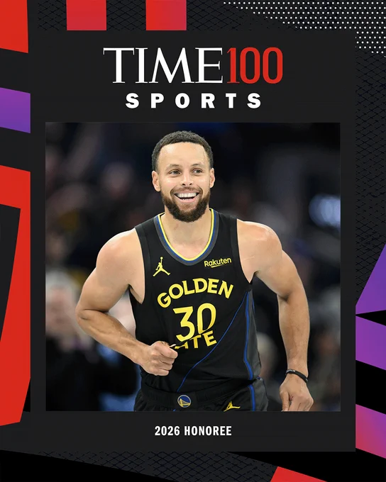 Graphic recognizing Stephen Curry as one of TIME's 100 most influential people in sports