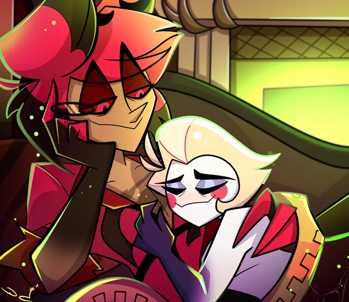 Lucifer fell asleep on Alastor's chest
