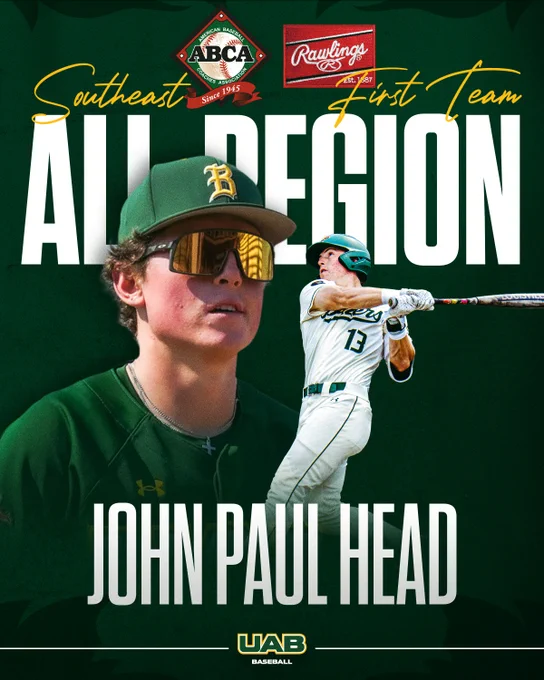 John Paul Head was named to the ABCA Southeast All-Region 1st Team on Tuesday.