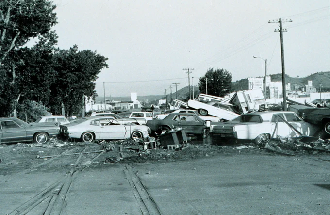 Aftermath of the flash flood of June 9-10, 1972, Rapid City. Photo credit: NOAA.